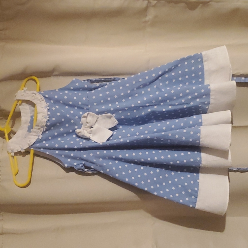 Rare Editions size 5 polka dot blue dress